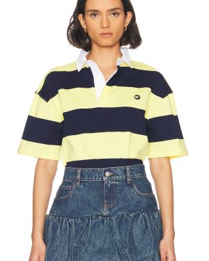Coperni Striped Polo Top in Yellow & Blue - Yellow. Size L (also in S, XS).