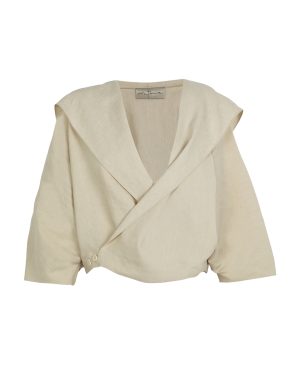Cortana - Noa Linen-Blend Wrap Jacket - Neutral - S - Only At Moda Operandi