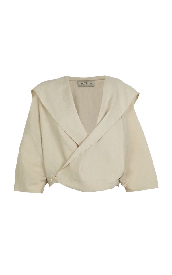 Cortana - Noa Linen-Blend Wrap Jacket - Neutral - S - Only At Moda Operandi
