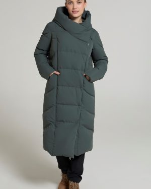 Cosy Wrap Extreme Womens Extra Long Down Jacket - Green