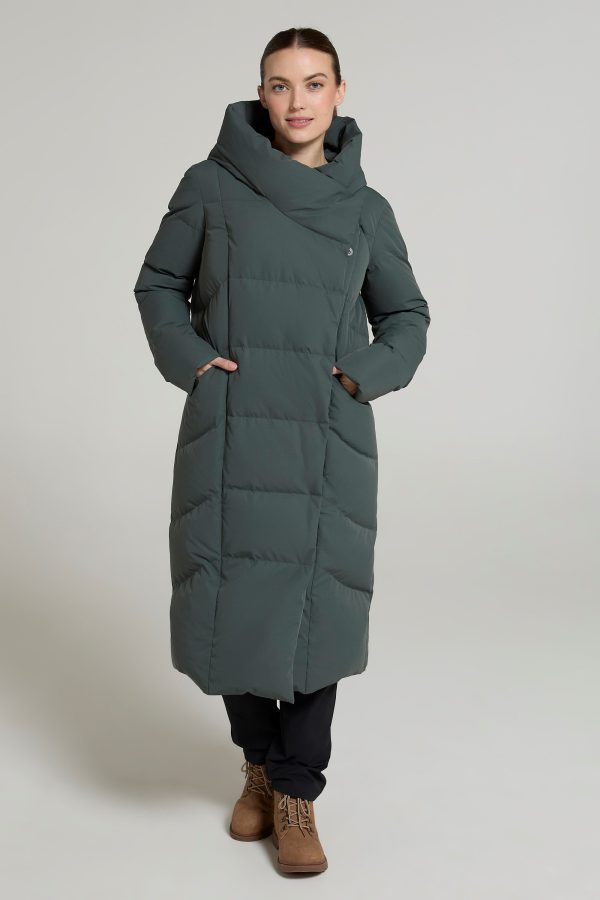 Cosy Wrap Extreme Womens Extra Long Down Jacket - Green