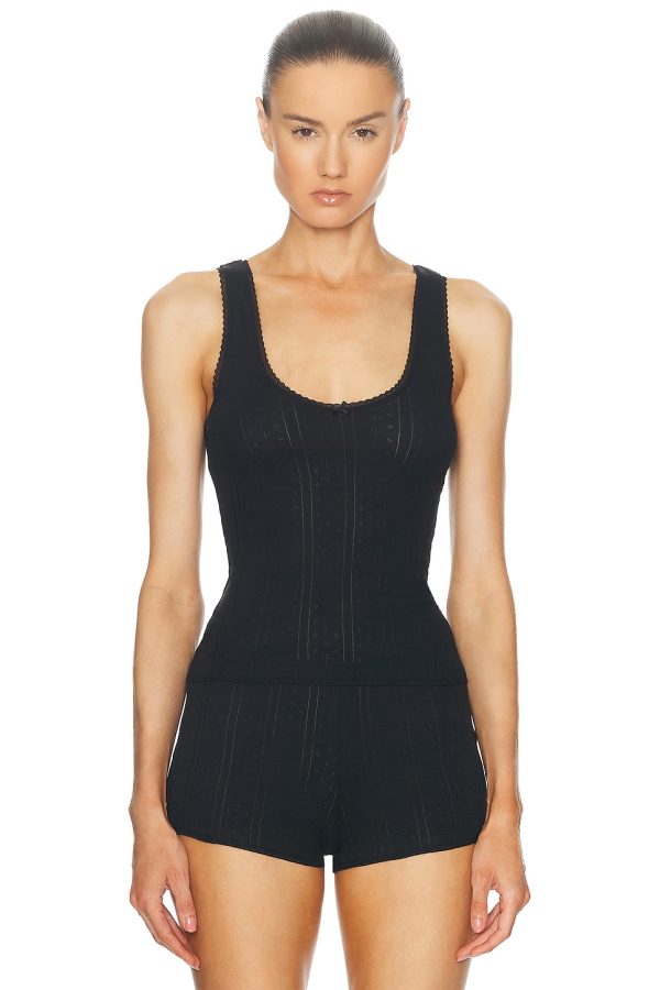 Cou Cou Intimates The Scoop Tank Top in Black - Black. Size XS (also in ).