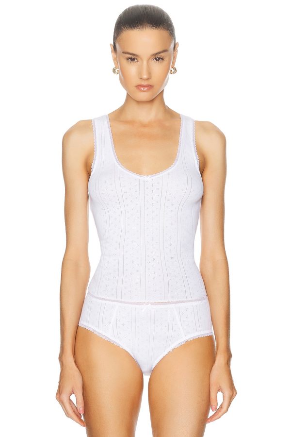 Cou Cou Intimates The Scoop Tank Top in White - White. Size S (also in XL, XS).