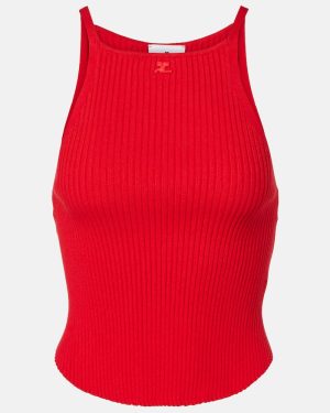 Courreges Circle logo ribbed-knit tank top