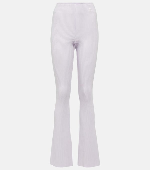 Courreges Reedition ribbed-knit flared pants