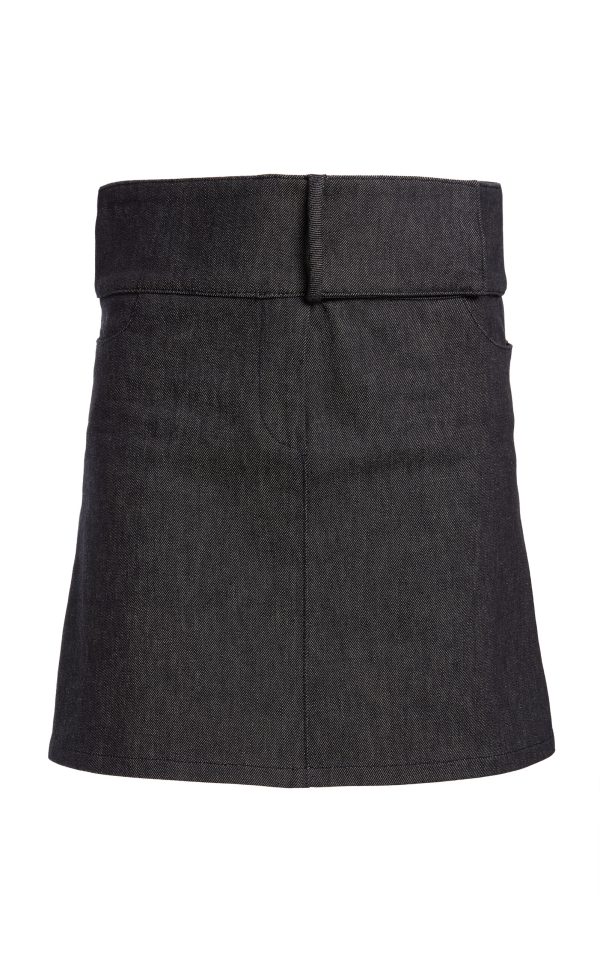Courrges - Belted Denim Mini Skirt - Dark Grey - FR 40 - Moda Operandi