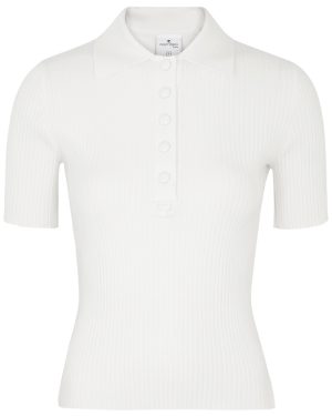 Courrges Ribbed-knit Polo top - White - S (UK8-10 / S)
