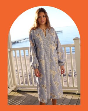 Crās Sansa Broderie Tunic Dress Blue