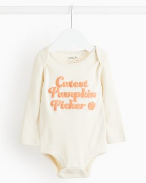 Cream Cream Cutest Pumpkin Picker Slogan Bodysuit (9-12 Months) - Tu by Sainsbury's