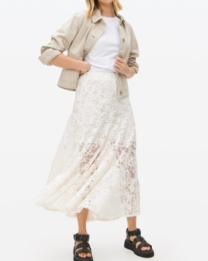 Cream Lace Maxi Skirt