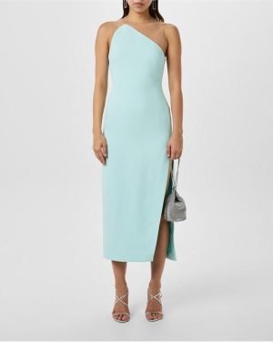 DAVID KOMA Asymmetric Midi Dress - Blue