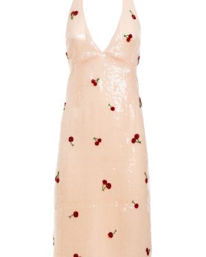 DES_PHEMMES - Cherry-Sequined Halter-Neck Midi Dress - Nude - IT 38 - Moda Operandi