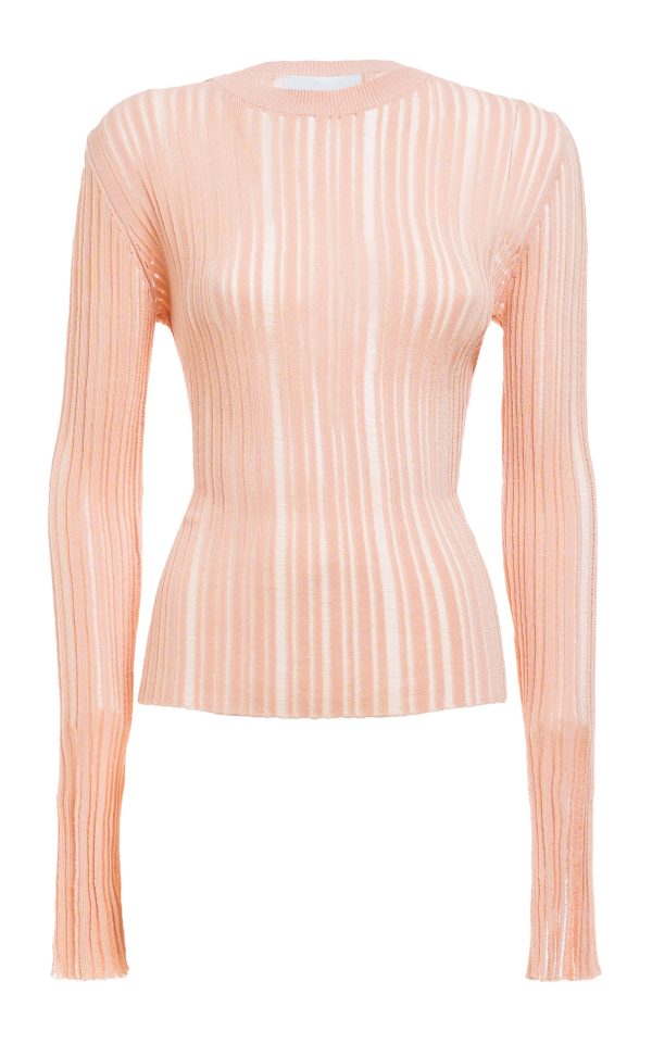DES_PHEMMES - Open-Back Ribbed-Knit Top - Tan - L - Moda Operandi