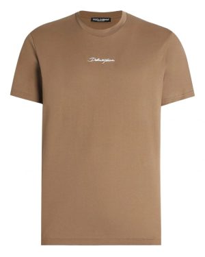 DOLCE & GABBANA EMBROIDERED LOGO T SHIRT Size: 52, colour: BEIGE