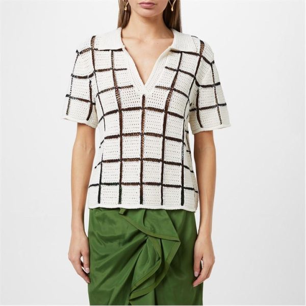DRIES VAN NOTEN Block Stitch Polo Top - White