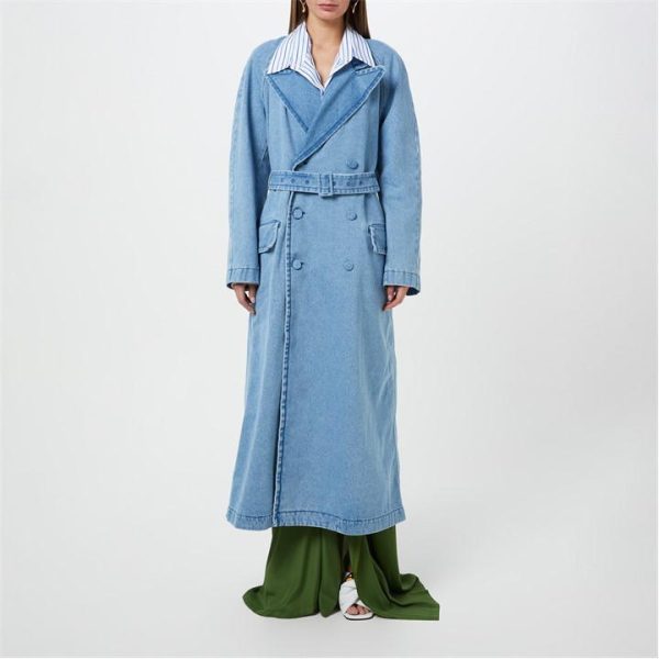 DRIES VAN NOTEN Denim Trench Coat - Blue