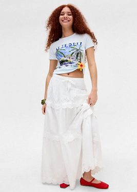 Daisy Street Tiered Maxi Skirt - White XS at Urban Outfitters