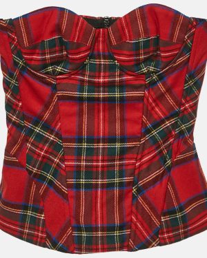 D&G Red Plaid Wool Corset Bustier Top S