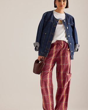 Damson Madder Harrison Check Straight-Leg Trousers
