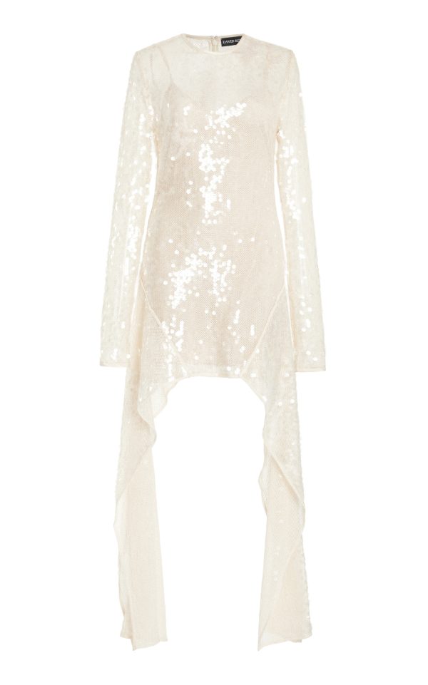 David Koma - Asymmetric Sequined Mini Dress - Ivory - UK 8 - Moda Operandi