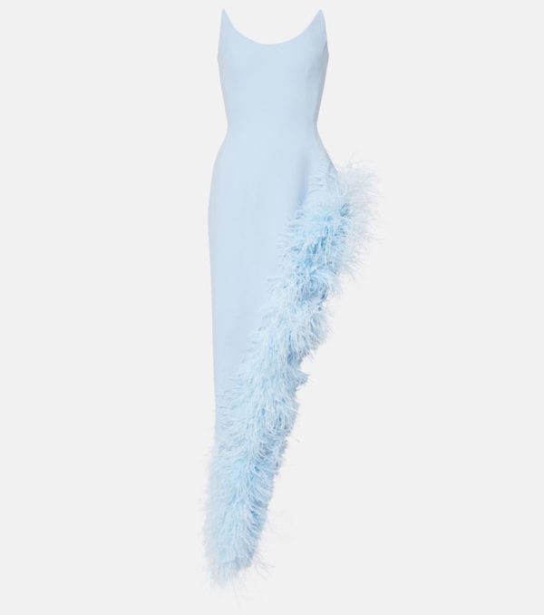 David Koma Asymmetric feather-trimmed cocktail dress