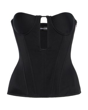 David Koma - Cutout Satin Corset Top - Black - UK 8 - Moda Operandi
