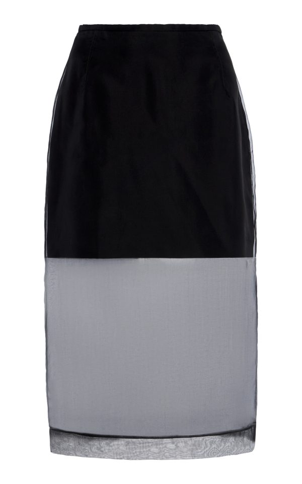 David Koma - Silk Organza Midi Pencil Skirt - Black - UK 6 - Moda Operandi