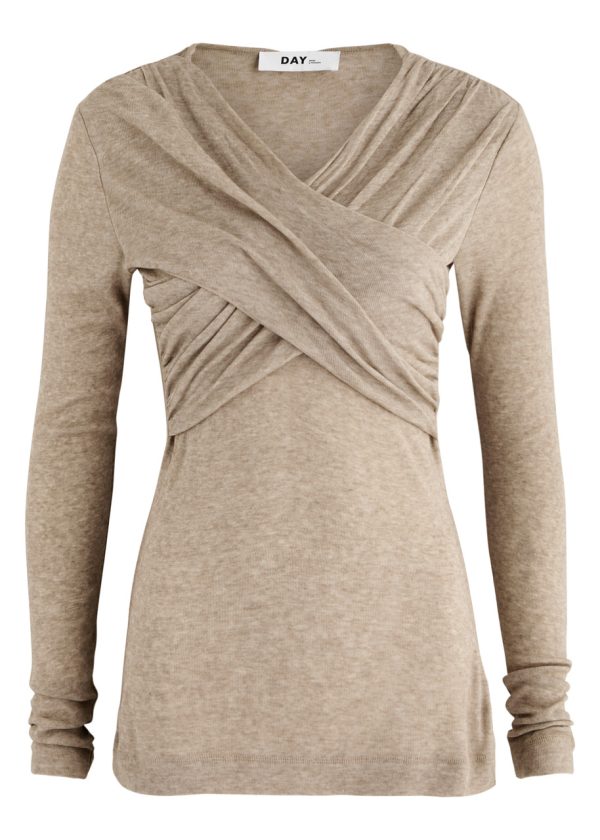 Day Birger ET Mikkelsen Kira Wrap-effect Cotton-blend top - Beige - M (UK12 / M)