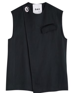Day Birger ET Mikkelsen Marlin Satin Wrap top - Black - 38 (UK12 / M)