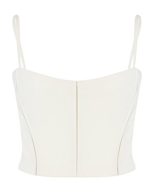 Del Core - Sculpted Crepe Corset Top - White - IT 38 - Moda Operandi