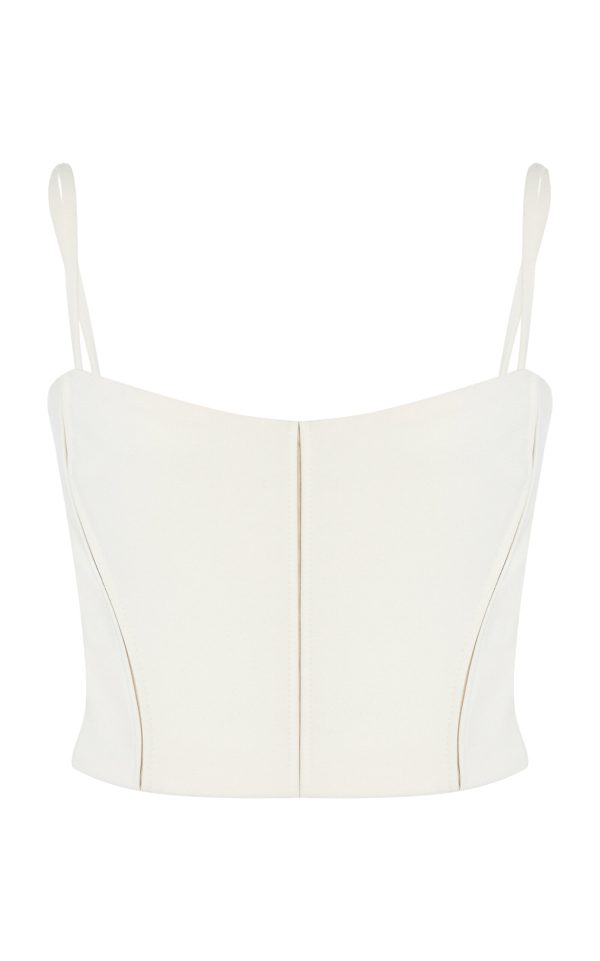 Del Core - Sculpted Crepe Corset Top - White - IT 38 - Moda Operandi
