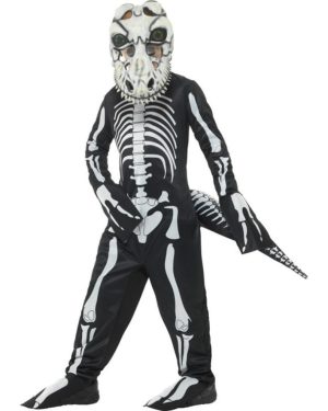 Deluxe T-Rex Skeleton Costume, Black, with Bodysuit, Tail & Mask with Lenticular 3D Print Eyes