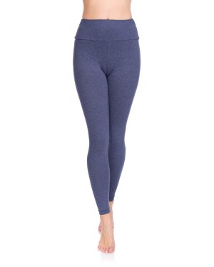 (Denim, 8) FUTURO FASHION Women's Cotton Rich Full Length High Waisted Leggings Tummy Control Yoga Fitness Ladies Solid Slimming Stretchy Pants Plus S