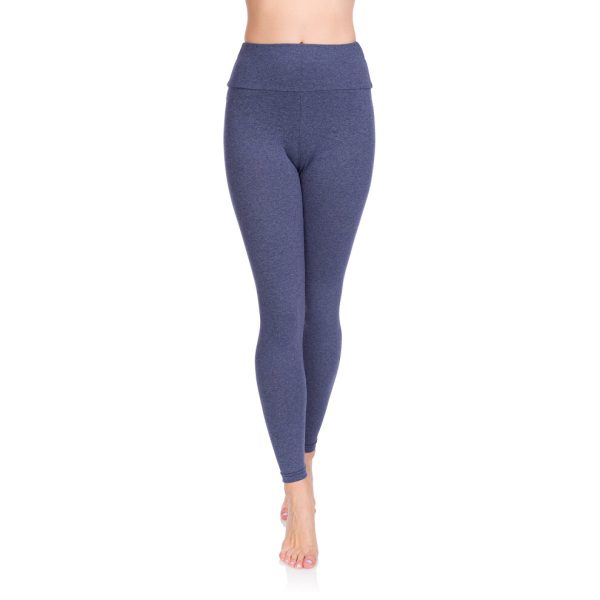 (Denim, 8) FUTURO FASHION Women's Cotton Rich Full Length High Waisted Leggings Tummy Control Yoga Fitness Ladies Solid Slimming Stretchy Pants Plus S