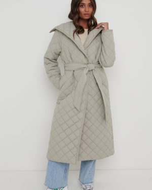 Denver Quilted Oversized Coat - Olive, XXL