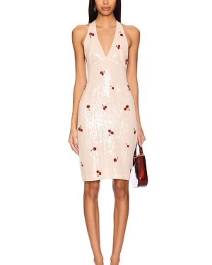 Des Phemmes Halter Neck Dress in Nude. Size 44/L.