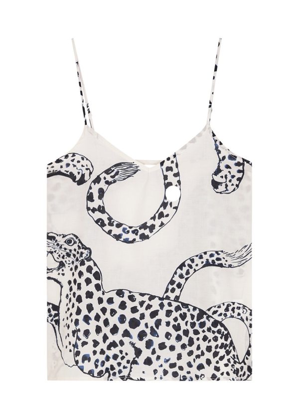 Desmond & Dempsey The Jag Printed Cotton Camisole top - White - XS