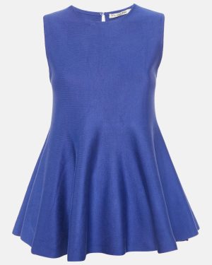 Dior Blue Knit Flared Sleeveless Top M