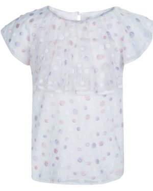 Dior White Mesh Multicolor Polka-Dot Embroidered Top 10 Yrs
