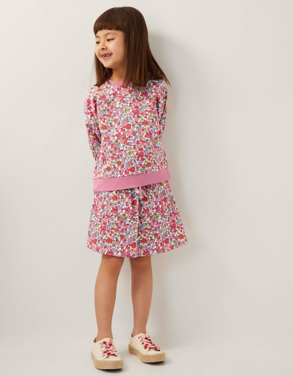 Ditsy Floral Sweatshirt and Skort Set Pink