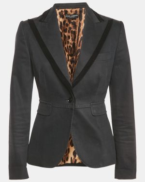 Dolce & Gabbana Black Cotton Single Breasted Blazer M