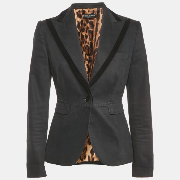 Dolce & Gabbana Black Cotton Single Breasted Blazer M