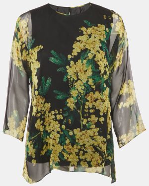 Dolce & Gabbana Black Floral Print Long Sleeve Blouse M