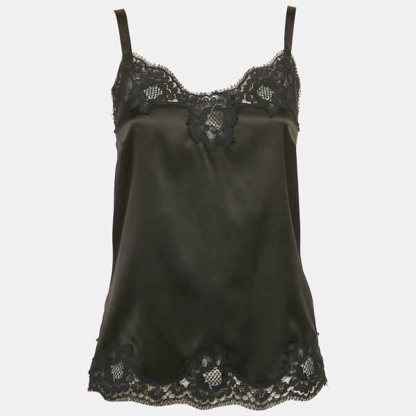 Dolce & Gabbana Black Lace Satin Silk Camisole Top M