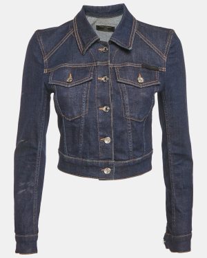 Dolce & Gabbana Blue Denim Cropped Jacket XS