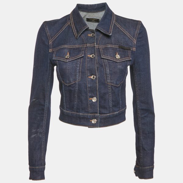 Dolce & Gabbana Blue Denim Cropped Jacket XS