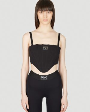 Dolce & Gabbana Logo Plaque Corset - Woman Tops Black It - 44