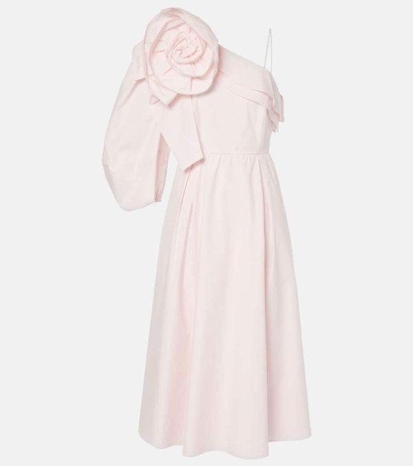 Dorothee Schumacher Floral-applique asymmetric poplin midi dress