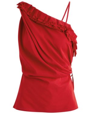 Dries Van Noten Ciska Stretch-silk Chiffon Wrap top - Red