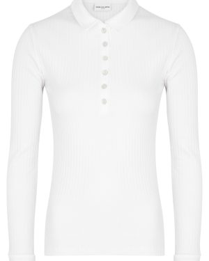 Dries Van Noten Horst Ribbed Cotton-blend Polo top - White - M